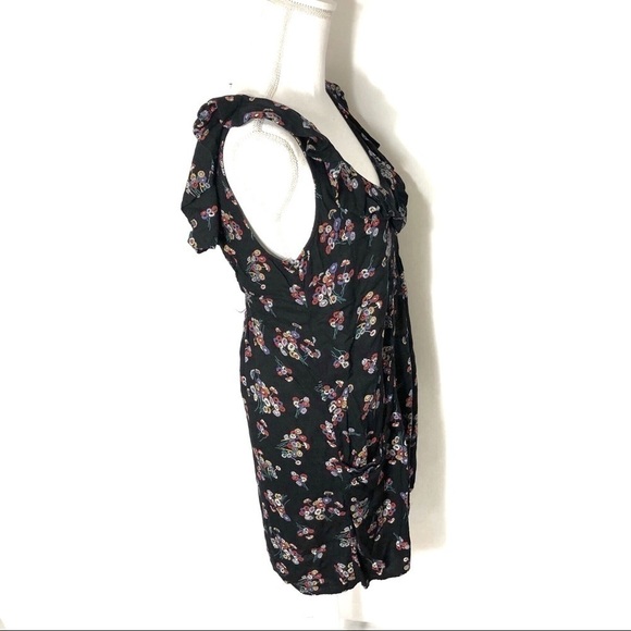 Elodie Floral Dress Medium Black Pink Mini Ruffle - Picture 3 of 8